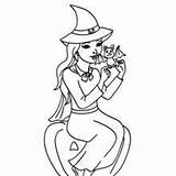Halloween Coloring Pages Bat Cute Happy Sorceresses Witch Hellokids Werewolf Sorceress Trainee Baby sketch template