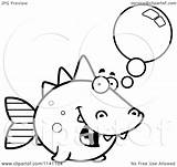 Fish Dino Talking Clipart Cartoon Coloring Outlined Vector Thoman Cory Royalty sketch template