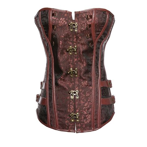 steampunk corset faux leather burlesque clubwear lace up boned with