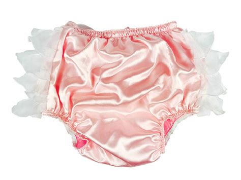adult sissy satin frilly diaper cover pants color pink fspa