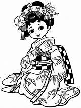 Colorir Japonesas Meninas Maravilhosas Japonesa Kimonos Riscos Menininhas Rabiscos Nil sketch template