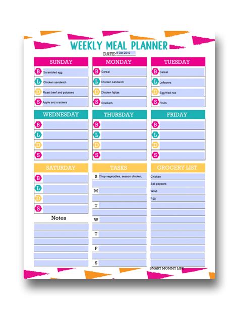 editable printable meal planner template  easy meal planning