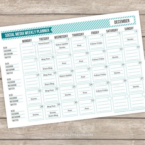 Social Media Planner Printable Monthly Calendar Editable Etsy