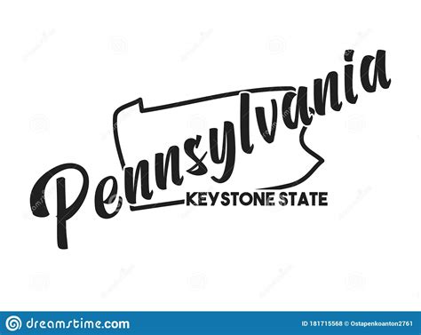 pennsylvania vector silhouette nickname inscription keystone state