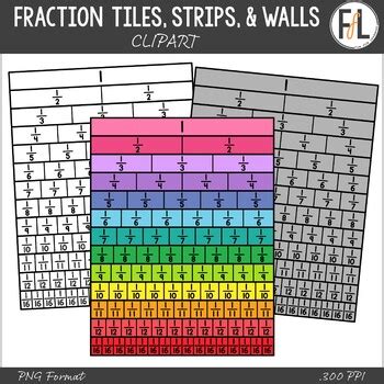 fraction tiles fraction strips fraction walls clipart collection