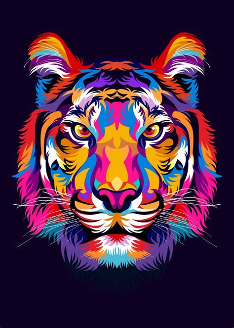 colorful tiger poster print  cholik hamka displate   pop