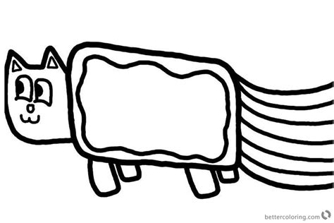 nyan cat coloring pages simple  kids  printable sketch coloring page