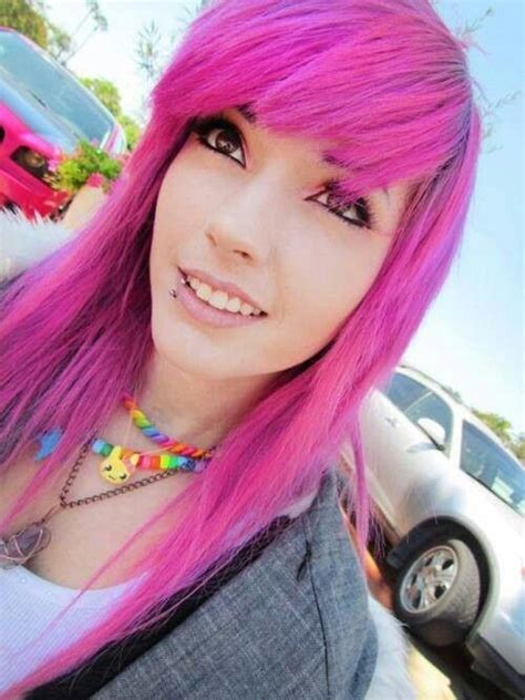 Emo Girl Pink Hair Emos ♥ Pinterest Pink Hair Red Scene Hair