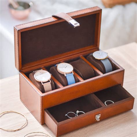 Personalised Ladies Leather Watch And Jewellery Box By