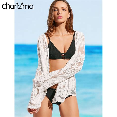 Charmma Floral Embroidery Lace Cover Up 2018 New Women Sheer Beach
