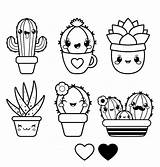 Kawaii Coloring Pages Print Raskrasil Characters Cacti Funny sketch template