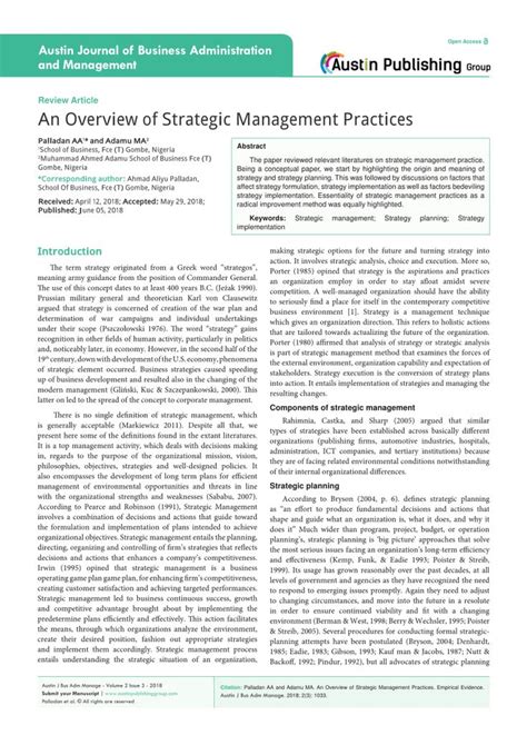 paper reviewed relevant literatures  strategic management