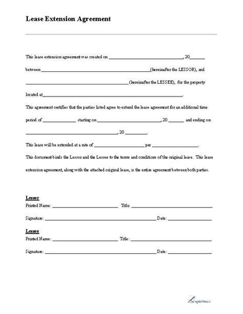 lease extension form