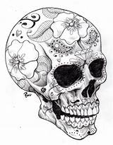 Cool Skulls Skull Drawings Drawing Easy Sugar Getdrawings sketch template