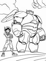 Baymax Hiro Hamada Lucha Combattimento Colorkid Coloriages Malvorlagen Palla Superhero Heroe Kämpfende Roboter Mickey sketch template