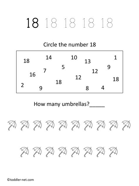 printable number  worksheet
