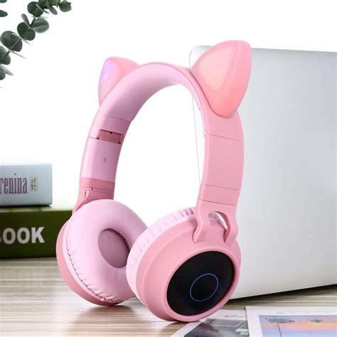cat ears bluetooth wireless  ear headset pink  mighty ape nz