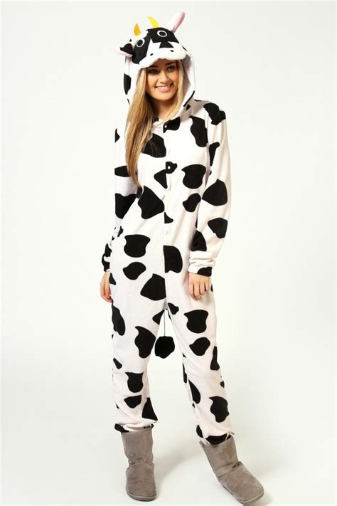 Daisy Cow Print Hooded Onesie I Want Cow Outfits Cow Costume Cow Print