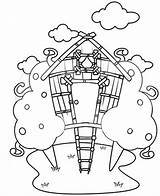 Coloring Treehouse Drawing Color Colorluna sketch template