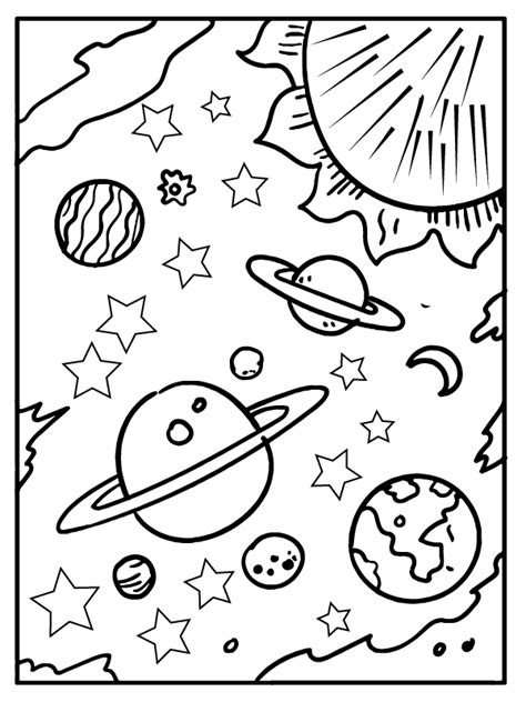 space adorable planets  stars coloring page  printable