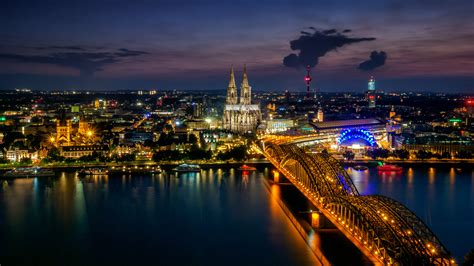 Bridge On The Rhine River Cologne Germany Europe 4k Ultra