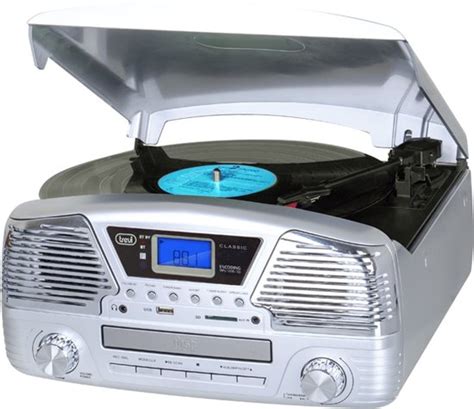 bolcom retro platenspeler cd radio usb bluetooth sd zilver