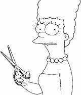 Marge Simpson Coloring Getdrawings Drawing Scissors sketch template