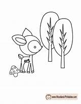 Woodland Coloring Pages Animals Baby Deer Printable Printables Animal Sheets Template Kids sketch template