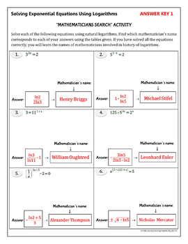 solving exponential equations  logarithms worksheet ivuyteq