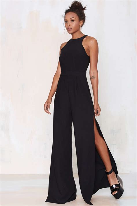 nasty gal side view palazzo jumpsuit in black lyst