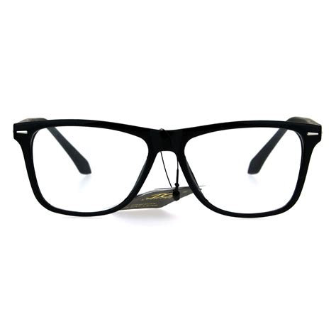mens rectangular plastic horn rim clear lens eye glasses frame