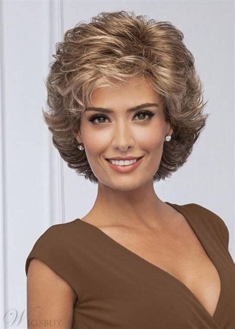 Women S Short Layered Hairstyles Side Part Synthetic Hair With Bangs