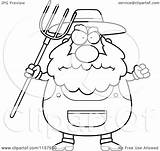 Farmer Cartoon Clipart Coloring Waving Anger Pitchfork Plump Thoman Cory Outlined Vector 2021 sketch template