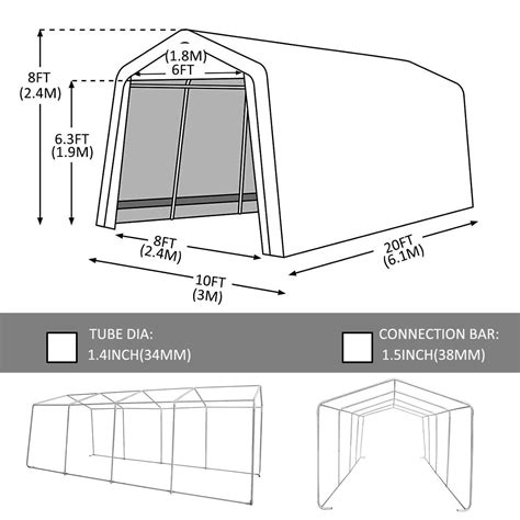 kdgarden    portable domain carport heavy duty enclosed car canopy outdoor instant garage
