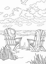 Coloring Beach Pages Chairs Scenes sketch template