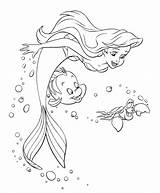 Ariel Coloring Mermaid Little Pages Girls Print Cartoon sketch template