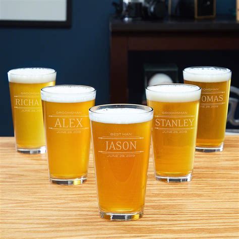 Stanford Personalized Groomsmen Pint Glasses Set Of 5