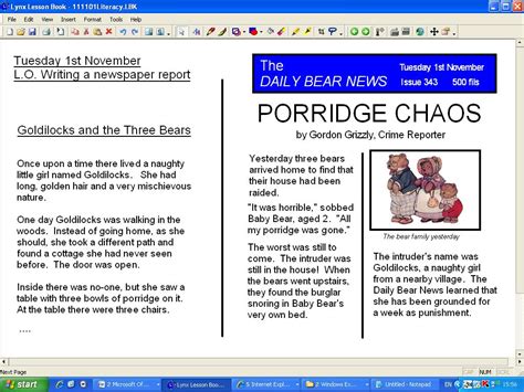 howes class literacy writing newspaper reports