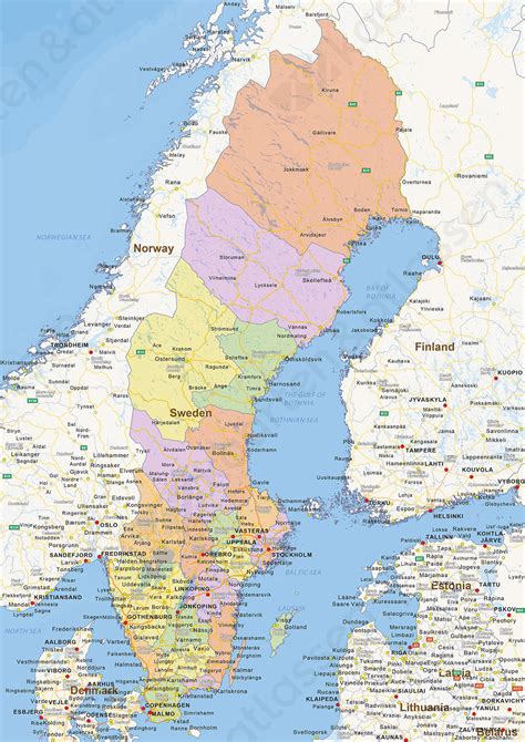 digitale staatkundige landkaart zweden  kaarten en atlassennl