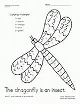 Color Worksheets Dragonfly Worksheet Number Preschool Coloring Kindergarten Numbers Kids Butterfly Insect Theme Dragon Fly Cycle Life Pages Activities Printable sketch template