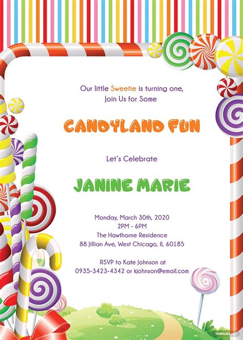 sample candyland birthday invitation template illustrator indesign