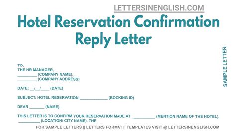 hotel reservation confirmation reply letter letter  reply  hotel