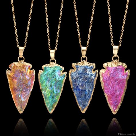 wholesale fashion colorful natural stone pendant necklaces gold chains colorful water drop shape