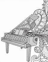 Coloring Music Pages Piano Blank Pianos Zentangle Adult Mandala Book Journal Diary Amazon Cover Notebook Adults Gray Size Trending Zentangles sketch template