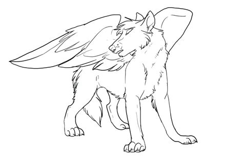 wolf drawing  wings  getdrawings