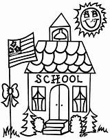 School Coloring Pages Back Kids Schoolhouse sketch template