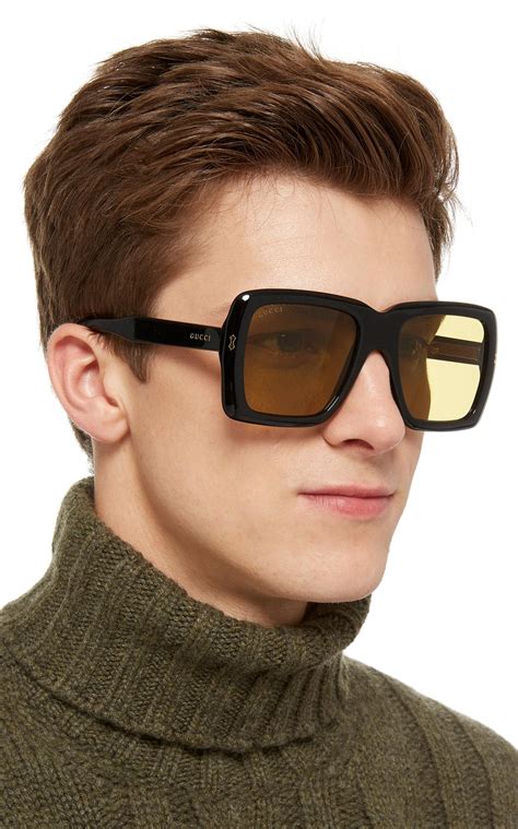 gucci oversized square acetate sunglasses in black for men lyst