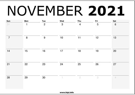 november  calendar printable monthly calendar