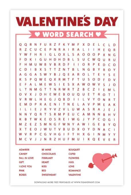 valentines day word search  printable valentines day words