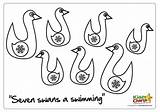 Swimming Swans Seven Christmas Coloring Pages sketch template